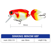 Leurre de pêche flottant Goldfish Crank 56mm 6.8g pour eau douce, leurre de surface artificiel dur pour achigan, wobblers, leurre pour perche