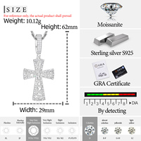 Gioielli Hip Hop in Argento Sterling 925 con Moissanite VVS, Design Personalizzato con Pepite d'Oro, Ciondolo Croce Cristiana Latina per Uomo