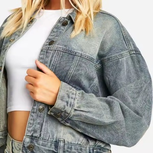 Fabricante de Ropa, Chaquetas de Mezclilla de Alta Calidad, Estilo Hip Hop Urbano, Chaqueta de Mezclilla Corta Deslavada al Ácido, Estilo Vintage para Mujer - Product Image 5