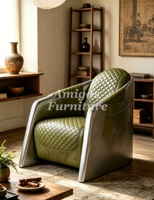 Fauteuil Aviateur Vintage Tomcat Industriel Loft avec Panneau en Aluminium Riveté et Cuir Véritable Ciré – Chaise Club Aviateur Simple