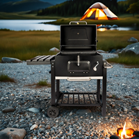 Trolley Chargrill BBQ Barbecue à charbon fumé avec filtre à fumée pour cour Camping Jardin