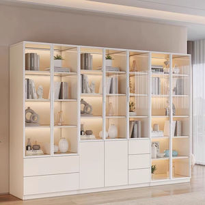 Estantería de vidrio templado MDF respetuosa con el medio ambiente estilo crema con certificación CE DE LA UE, 60 80 CM, adecuada para sala de estar, oficina, sala de exposiciones - Product Image 5