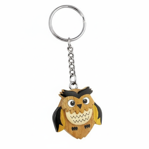 Porte-clés en bois en forme de hibou, mini breloque, pendentif animal, accessoire - Product Image 2