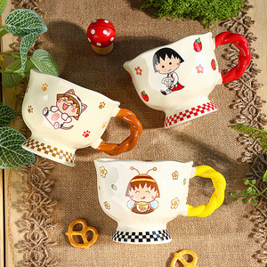 แก้วเซรามิคลายการ์ตูนชิบิมารุโกะจังน่ารัก ขนาด 360 มล. แก้วนมสำหรับอาหารเช้า ใช้ซ้ำได้ เหมาะสำหรับใช้งานทั่วไป ใช้เป็นของขวัญได้ - Product Image 1