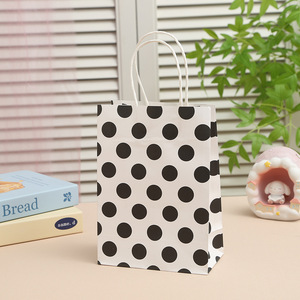 Thời trang đơn giản màu nâu túi giấy in gió Polka Dot Tote Túi công suất lớn Túi Quà Tặng có tay cầm xách tay - Product Image 2