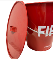 Seau d'incendie portable en acier rouge avec logo OEM imprimé, prix d'usine en gros, pour entrepôt et usage maritime