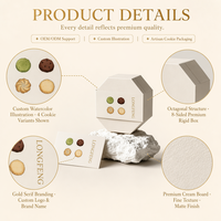 Boîte cadeau pour biscuits personnalisée en forme de prisme octogonal, haut de gamme, recyclable, avec étiquette dorée texturée, emballage en boîte à deux pièces de couleur crème