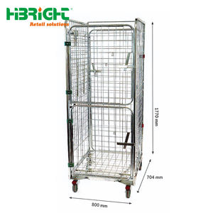Supermarket Wire Mesh <b>Trolley</b> Metal Milk Transport Roll Container - Product Image 2