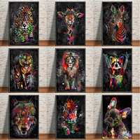 Peintures d'animaux modernes, peintures abstraites à l'aquarelle, graffitis, impressions sur toile de lion, peintures murales de tigre colorées, personnalisées, écologiques
