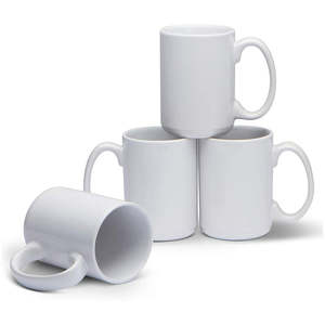 קידום רגיל מותאם אישית לוגו מודפס ריק פולי מצופה נסיעות לבן קרמיקה 15 oz תה כוס קפה ספלי סובלימציה עם תיבה - Product Image 1