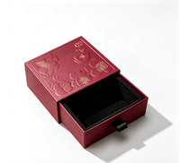 Boîte cadeau de luxe avec tiroir, boîte d'emballage pour bijoux en papier texturé floral avec dorure à chaud et doublure en mousse noire pour petits cadeaux