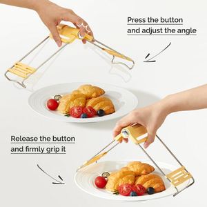 Hot Plate Gripper <b>Plastic</b> and Stainless Steel Bowl Clip Folding Dish Air Fryer Pans Holder <b>Tongs</b> for Moving Bowls with Foods - Product Image 5