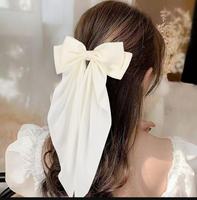 Top vente nouveau Design soyeux Satin arc pinces à cheveux longue queue arcs pince pour filles femmes grands solides cheveux arcs épingle à cheveux
