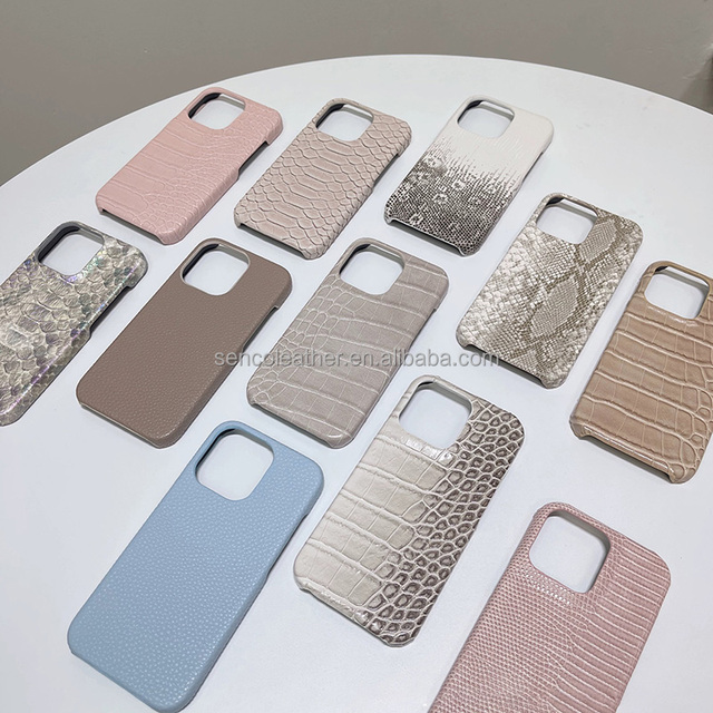 Recycled Croc Plain crocodile Pattern Leather Phone case for iphone 13 14 15 Pro Max
