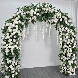 L08-5 corno a forma di cuore personalizzato a buon mercato buon prezzo arco composizione floreale cuore bianco fiore artificiale arco per il matrimonio - Product Image 4