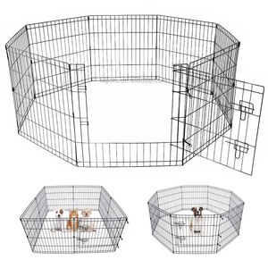 8 paneller Metal tel tavşan tavuk Run kafes katlanabilir köpek muhafaza açık evcil hayvan çiti kedi köpek oyun parkı - Product Image 1