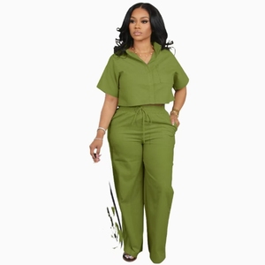 Camicia da <span class=keywords><strong>donna</strong></span> estiva in <span class=keywords><strong>lino</strong></span> e Set di pantaloni sportivi leggeri - Product Image 5