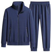Ensemble de sport décontracté patchwork uni pour homme, grande taille, col montant, cardigan, fermeture à cordon