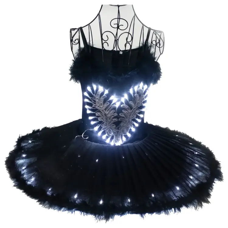 Aanpassen Goedkope Led Zwanenmeer Professionele Ballet Zwart Meisje Puffy Tutu