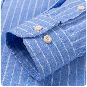 MS-41 grande taille nouveaux hommes à manches longues coton et lin chemises lavé Style coréen mince mode chemises décontractées - Product Image 4