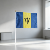 Drapeau de Barbade miniature personnalisé imprimé numériquement, durable, petit fanion extérieur pour la décoration d'événements et de fêtes