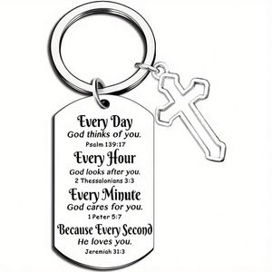 Porte-clés Croix, <span class=keywords><strong>Cadeau</strong></span> <span class=keywords><strong>de</strong></span> Baptême <span class=keywords><strong>pour</strong></span> Femmes et Hommes, Verset Biblique Chrétien, <span class=keywords><strong>Cadeau</strong></span> Religieux <span class=keywords><strong>pour</strong></span> Ami, Première Communion, Porte-clés Foi Jésus - Product Image 6