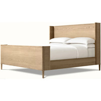 Meubles américains, lit double en bois massif de chêne, style minimaliste italien, nordique, moderne, avec un design vintage américain.