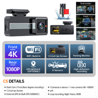 2024 nouveau Design Dash Cam 4K True HDR 4K Sony Starvis 2 capteur avant et arrière double caméra de tableau de bord avec sans écran
