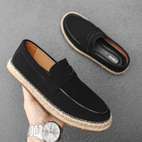 Mocassins Penny en daim pour hommes, à enfiler, avec semelle en chanvre tressé, légers, décontractés, pour la marche et la conduite