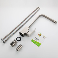 Keran Dapur Stainless Steel 304 Persegi, Keran Mixer Watermark Tapware Hitam Doff Dengan Spout Putar, Pemasangan di Dek