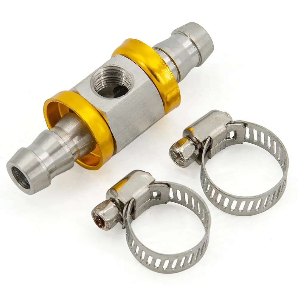 Adattatore per raccordo a T con bloccaggio a pressione del carburante da 3/8 "con attacco a T con attacco a T 1/8-27 NPT adatto per tubo flessibile-include morsetti