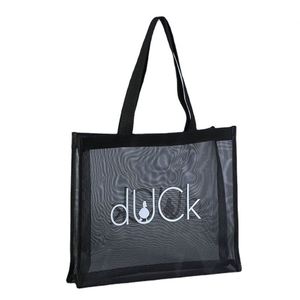 Bolsa de Mano Personalizada con Logotipo Impreso, Bolsa de Compras de Malla de Poliéster y Nailon para la Playa, Bolsa de Hombro Ecológica Plegable con Asa de Cuerda para la Playa - Product Image 5