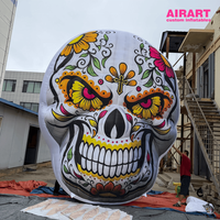 Mur géant gonflable en forme de crâne de sucre pour Halloween, grand toile de fond coloré en forme de crâne pour événements festifs et décoration de maison hantée