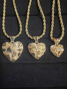 Ожерелье с подвеской в форме сердца из золота с уникальным дизайном в стиле хип-хоп, с алмазной огранкой, для женщин и мужчин - Product Image 2