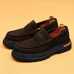 รองเท้าอ็อกซ์ฟอร์ดแบบผูกเชือกทรงหัวมน พื้นหนา สำหรับผู้ชาย หนังแท้ สไตล์ลำลอง ธุรกิจ งานแต่งงาน น้ำหนักเบา ระบายอากาศได้ดี - Product Image 1