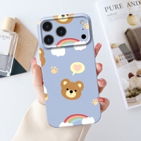 Coque de téléphone intégrale motif petit ours mignon, coque rigide brillante avec protection d'objectif pour iPhone 17 16 15 Pro Max