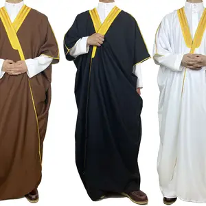 Atacado morrocon omani drosh tecido africano thobe al noorarab peru roupas kaftan abaya homens muçulmanos bisht