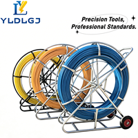 Tire-câble en fibre de verre rouge 4 - 18 mm avec cage à rayons, sur chariot, pour câbles de télécommunications et conduits, couleur, taille et vitesse personnalisables