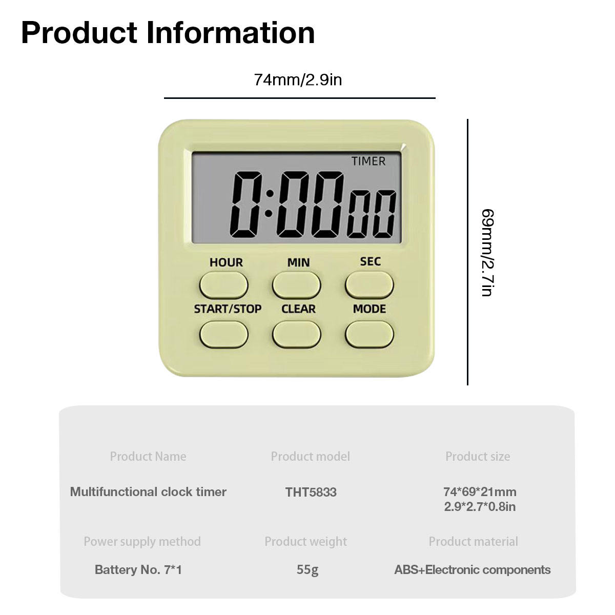 Mini Electronic Digital Countdown Timer New Style Kitchen Cooking Magnet Timer Perfect Workmanship Plastic Study Game Alarm