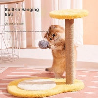 Arbre à chat double couche en corde de sisal avec 2 plateformes rondes, jouet interactif détachable pour chat avec souris et clochette, accessoire pour chat