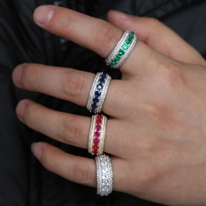 BIANCO verde <span class=keywords><strong>rosso</strong></span> blu 5A cubic zirconia cz wedding fidanzamento band completa cz eternity band ring per gli uomini - Product Image 5