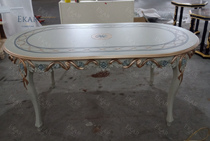 Đồ Nội Thất Phòng Ăn Cổ Điển Sang Trọng Bàn Ăn Hình Bầu Dục Hoàng Gia Cổ Bàn Tay Chạm Khắc Hoa Bộ Bàn Ăn - Product Image 6