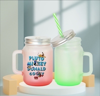 Gobelets Mason populaires pour adultes, à sublimation, dégradés, avec couvercles à paille rabattable, en verre vierge de couleur fluorescente, de qualité alimentaire et compatibles lave-vaisselle