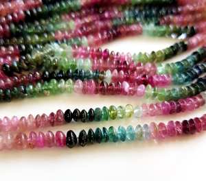100% perles de pierres précieuses multi-tourmaline naturelles pierres précieuses tourmaline perles de rondelle lisses collier de tourmaline au prix de gros - Product Image 3