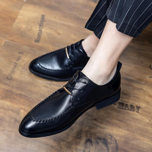 Nuevos zapatos derby de cuero de lujo con cordones y tacón bajo para atuendos formales de boda para hombres, zapatos hechos a mano. - Product Image 3