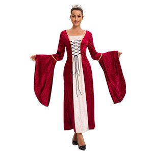 Women's Medieval <b>Velvet</b> <b>Dress</b> <b>Plus</b> <b>Size</b> S-5XL Retro Flared Sleeve Stage Performance Costume European American Style - Product Image 2
