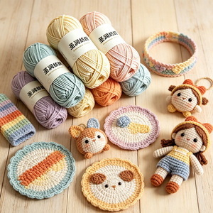 Fil fantaisie teint coloré 40G en mélange coton-acrylique haute ténacité, écologique, le plus vendu, pour écharpes, couvertures et tapis de couchage pour animaux - Product Image 1