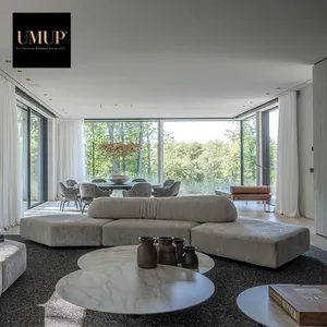 Italian modern popular design villa & hotel lobby high quality living room furniture fabric sofa set