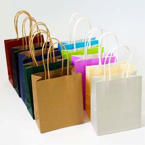 Sac en papier kraft brun personnalisé avec logo KM, sac de livraison de nourriture, sac à emporter, sac cadeau avec poignée - Product Image 1