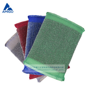 Éponge à vaisselle en laine d'acier Amigo, rouge, solide, avec support métallique pour le nettoyage de la cuisine - Product Image 3